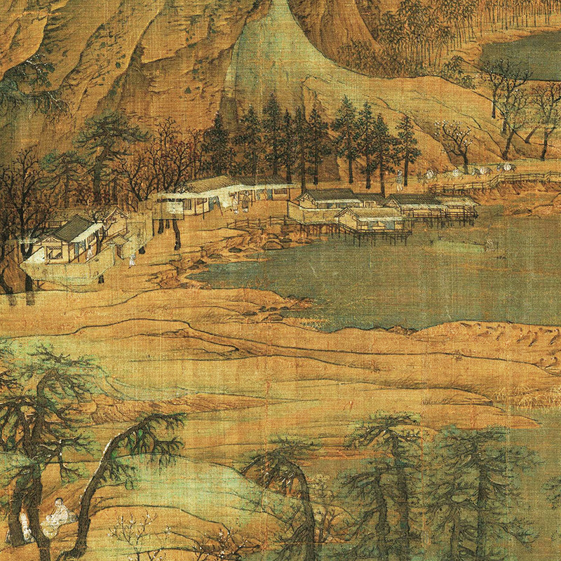 南宋赵伯驹江山秋色图高清微喷画稿画心宋元明清名家复制临摹国画