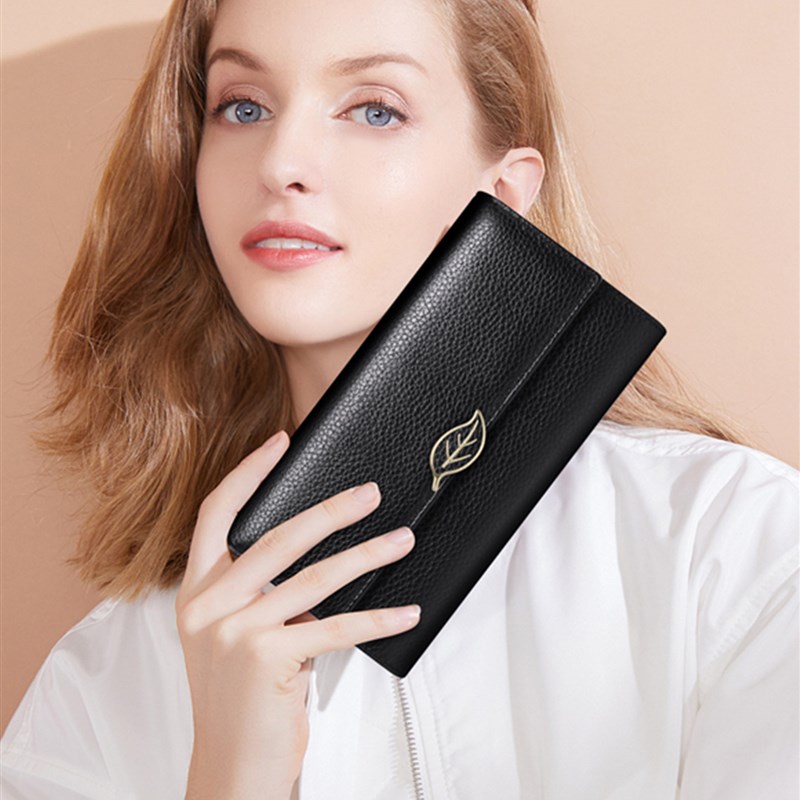 真皮女士钱包长款2025新款高级感卡包简约百搭钱夹女多卡位手拿包