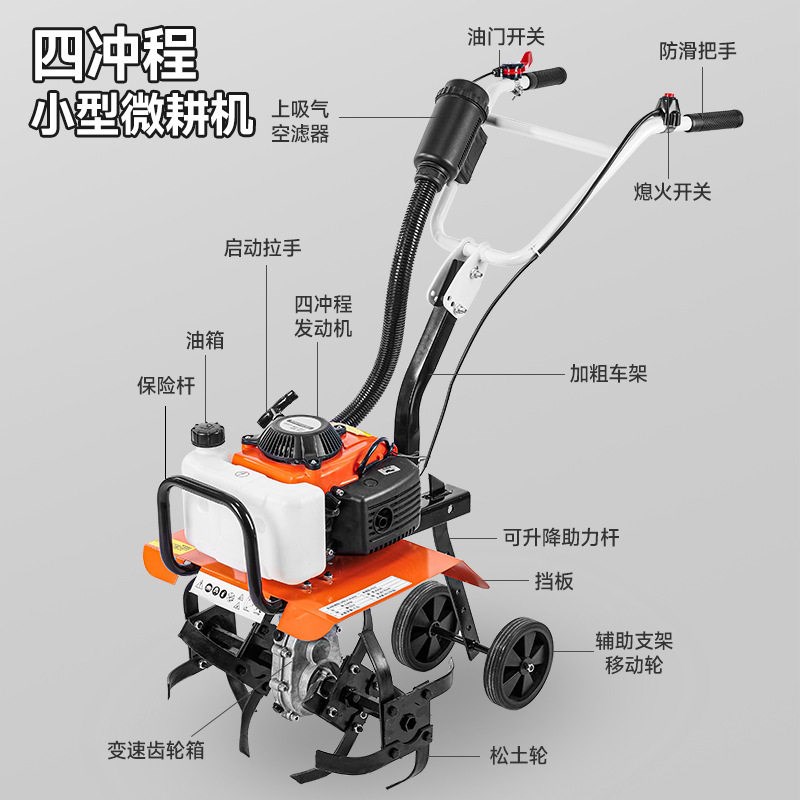 新型微耕机小型家用旋耕机耕地机翻土犁地机旋耕刀农用新式打地机