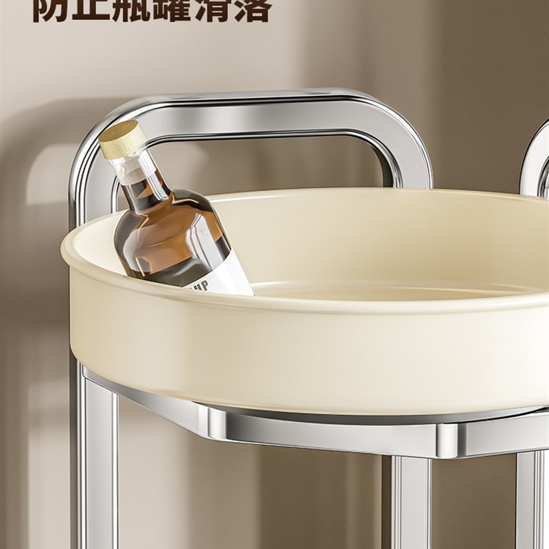 厨房不锈钢旋转调料置物架家用台面转角落多功能调味料品罐收纳架