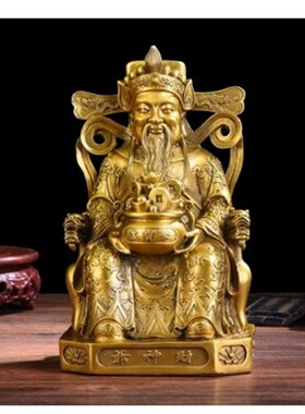 铜财神爷佛像纯铜招财文财神爷铜像摆件大号家用客厅店铺供奉神像