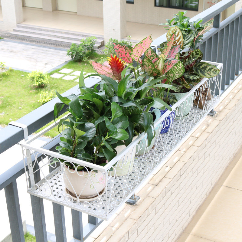 阳台装饰花架置物架铁艺栏杆挂式悬挂架子室内户外多肉绿萝花盆架