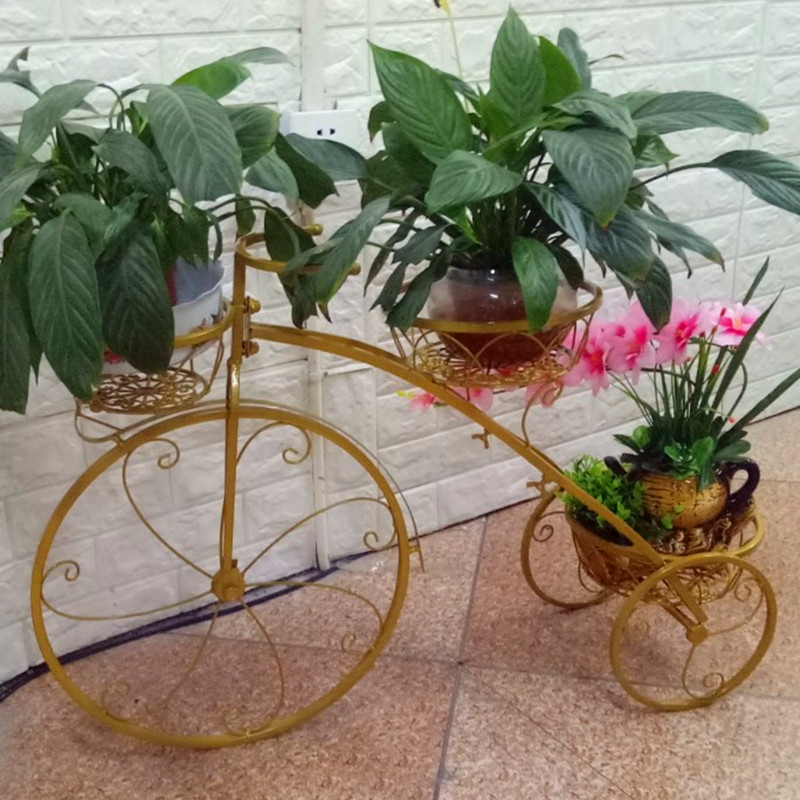 花架客厅落地欧式多层铁艺自行车绿萝吊兰阳台花盆置物架创意个性