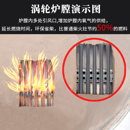 新款304不锈钢柴火灶烧木柴家用农村双口瓦斯炉台移动大铁锅带通