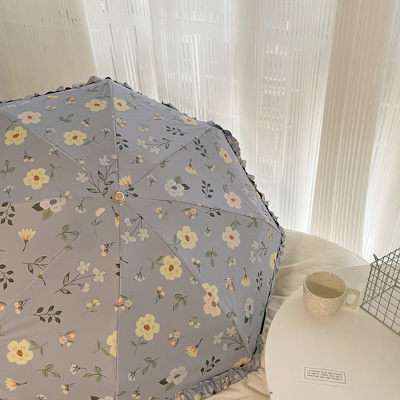 唯美韩系范!高颜值花朵五折轻小便携太阳伞女防紫外线晴雨两用伞