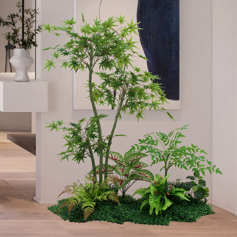 假绿植造景阳台布置大型南天竹入户玄关装饰室内景观仿真植物盆栽