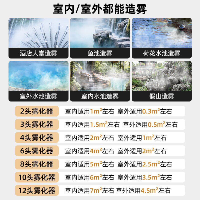 超声波雾化器十头雾化板鱼池水池喷雾器假山景观造雾起雾器四头