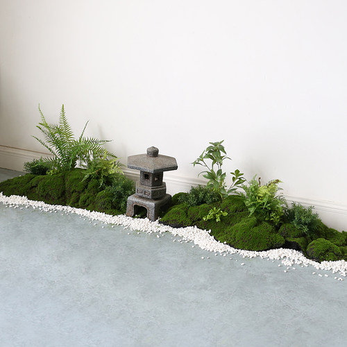 新中式仿真绿植玄关造景室内假苔藓微景观办公室仿生植物定制装饰