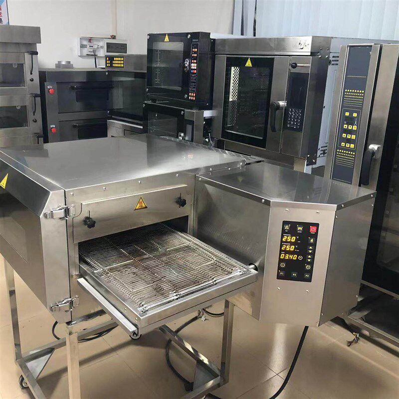 中国汉堡烤箱链条式披萨炉商用电力热风循环烤箱燃气履带式隧道炉