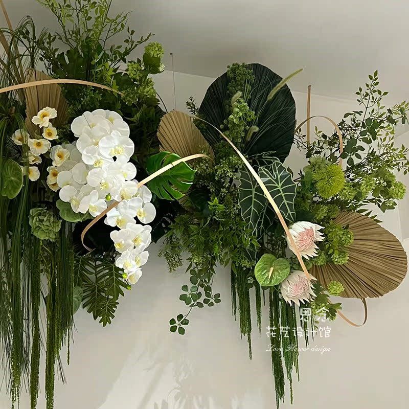 高档墙壁壁挂仿真绿植花艺简约遮丑管道吊顶绿植门头服装店铺装饰