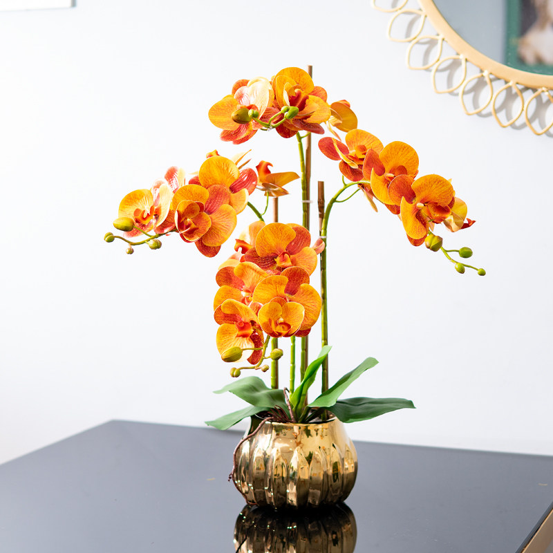 轻奢北欧风蝴蝶兰仿真花套装假花摆件客厅花艺装饰花餐桌花摆放