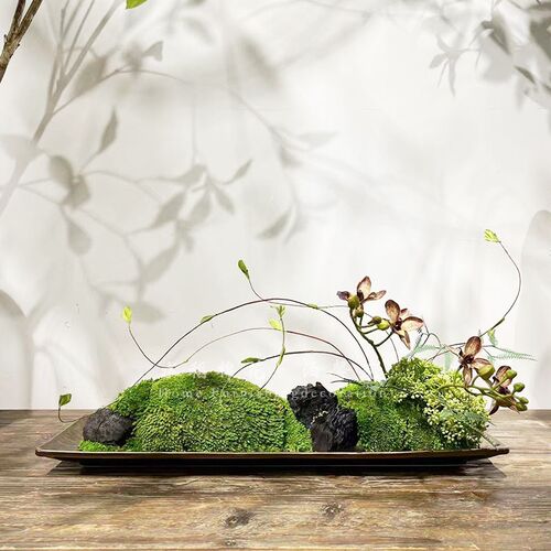 新中式现代永生苔藓花艺摆件装饰盆景微景观样板间售楼处餐厅摆花