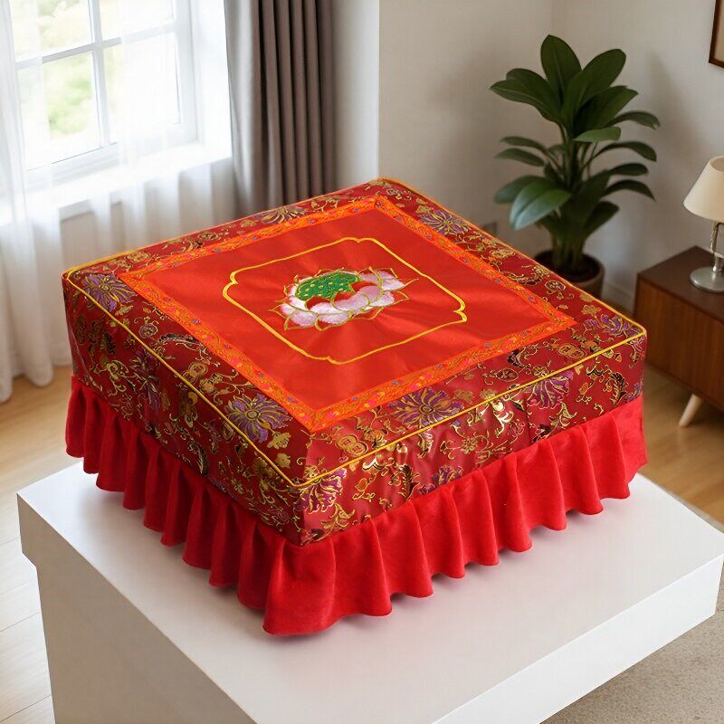 拜垫莲花拜垫磕头跪垫拜佛垫佛堂寺庙制定实木方形加厚拜佛凳套