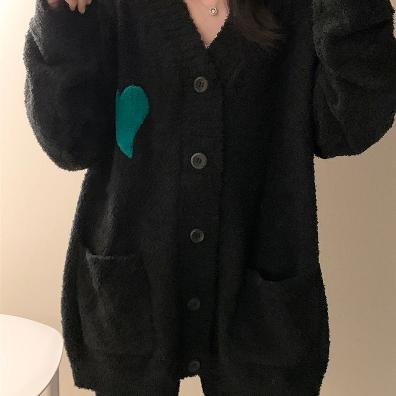大码加厚半边绒睡衣冬季女款2024新款秋冬天保暖珊瑚绒家居服套装