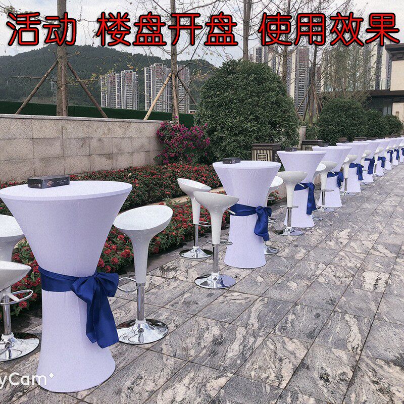 高脚桌吧台桌圆形简约鸡尾酒桌子升降小圆桌高脚酒吧白色吧椅组合
