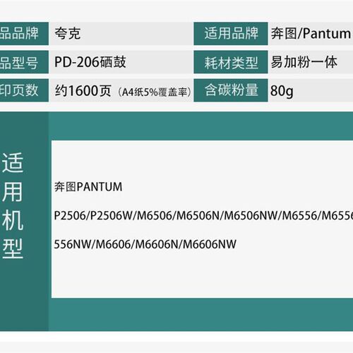 奔图PD-206硒鼓 奔图P2506W M6506N M6506NW M6556NW M6606N硒鼓