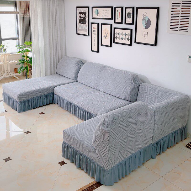 四季通用U型沙发套罩全套无扶手全包一体式加厚贵妃组合2024新款