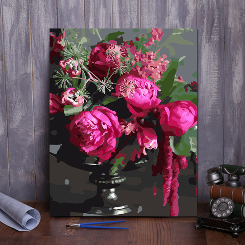 diy数字油画 客厅风景花卉动漫人物手绘定制涂色装饰画 花卉0022