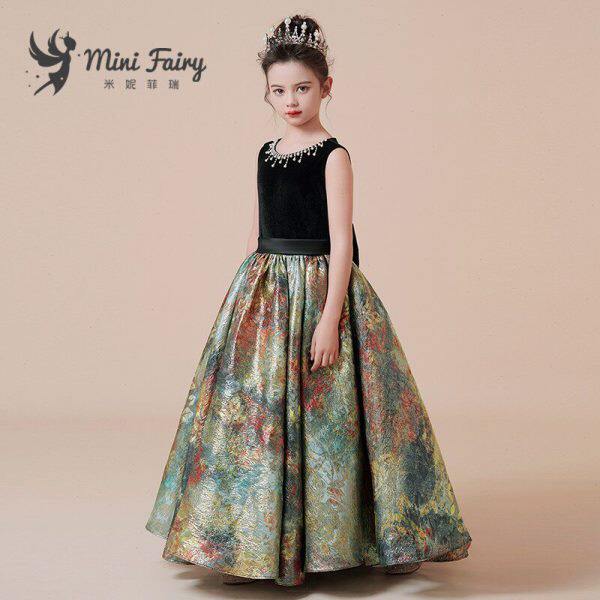 新女儿童礼服裙轻奢小众高端六一钢琴表演大小提琴演奏主持人比赛