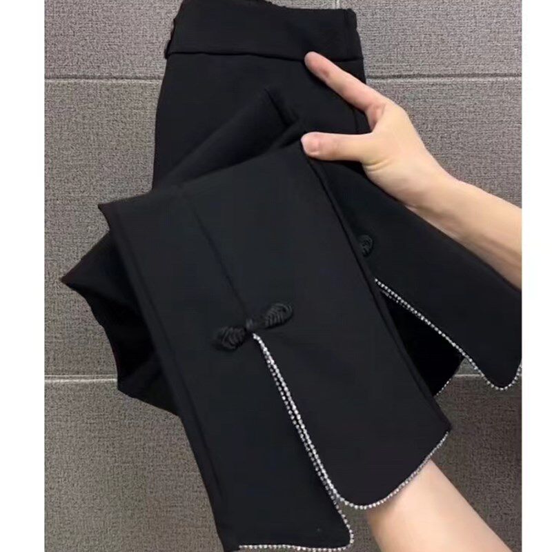 南韩四面弹力微喇裤女松紧腰高腰修身显瘦百搭西装裤2024年秋新款