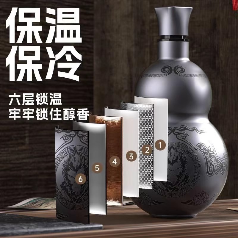 黑神化悟空葫芦保温杯网红316不锈钢水杯子 户外便携葫芦水壶酒壶
