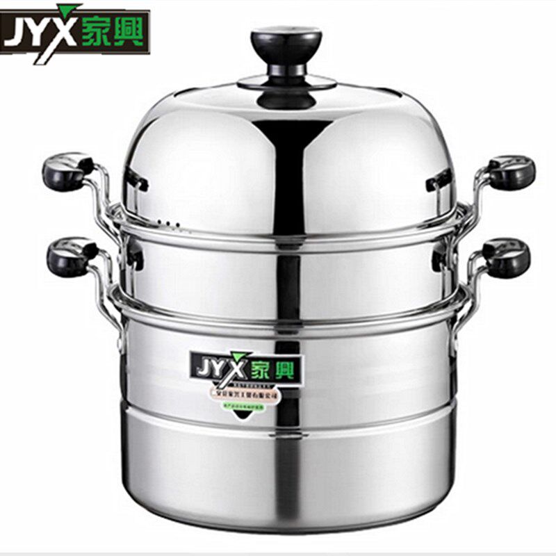 家兴3层高锅不锈钢三层蒸锅加高盖蒸锅节能锅组合盖一锅多用24CM
