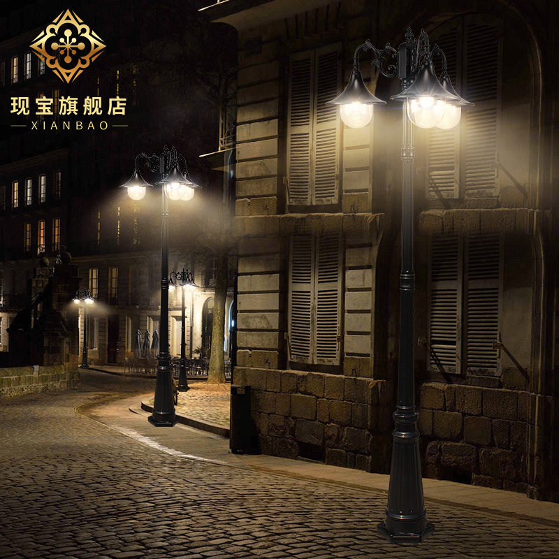 三头景观路灯户外防水美式简约庭院高杆灯室外别墅花园小区家用灯