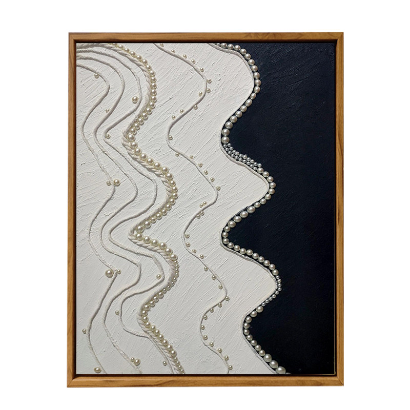 麻绳珍珠石英砂丙烯肌理画diy材料手工数字油画侘寂风高级感装饰