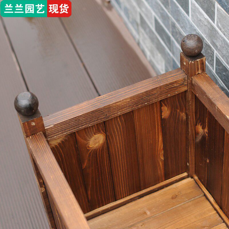 木花箱长方形防腐木花槽种菜盆阳台栏杆花架复古田园木质特色花盆