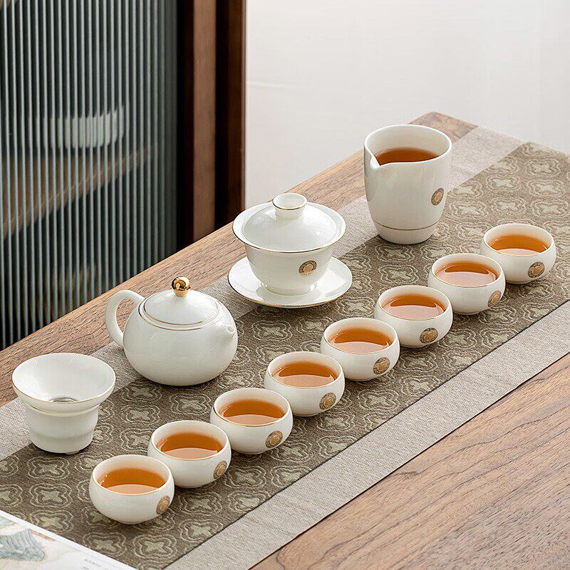 茶具套装2025新款家用轻奢羊脂玉功夫茶杯陶瓷茶壶高档礼盒送礼品