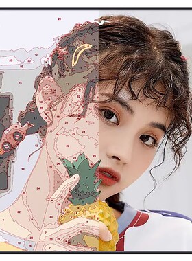 油彩数字油画定制照片手绘diy填色人像画来图定做丙烯涂色装饰画