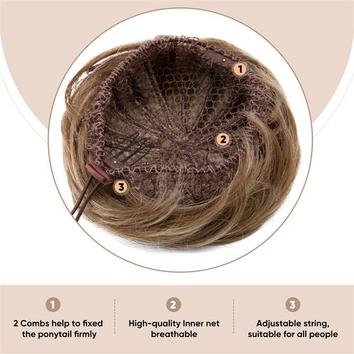 欧美假发女扣式直发包丸子头假发包新娘盘发器金棕色道姑头wigs