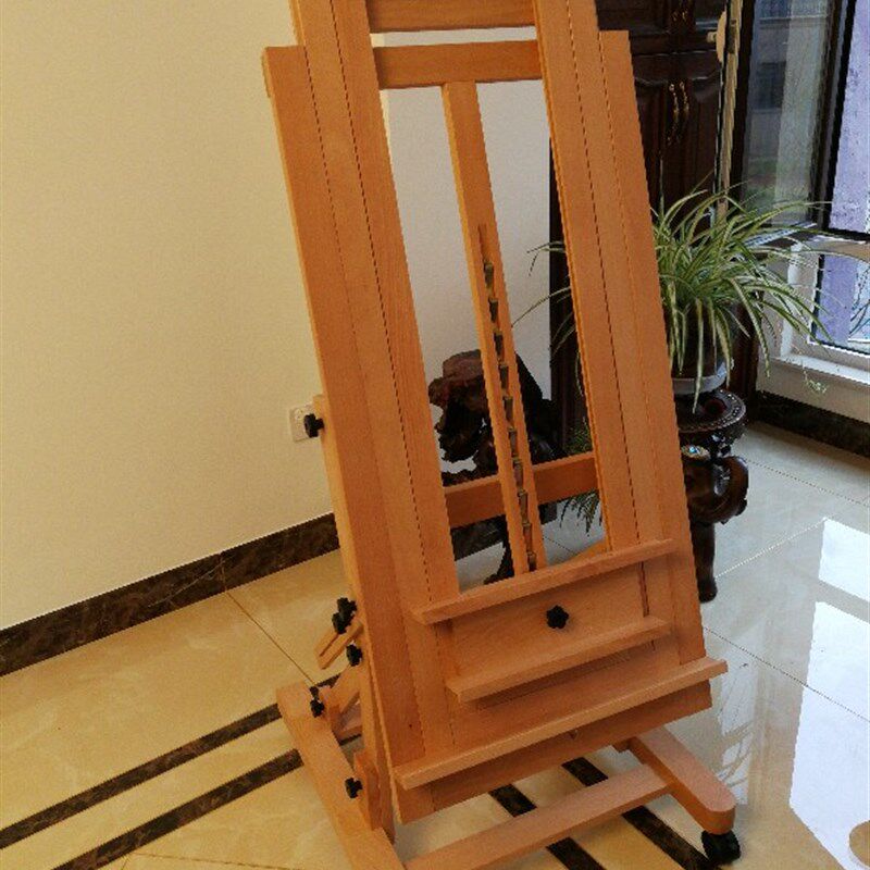 加大加厚榉木制油画架平衡落地大国画油画手工笔画架平放升降专业