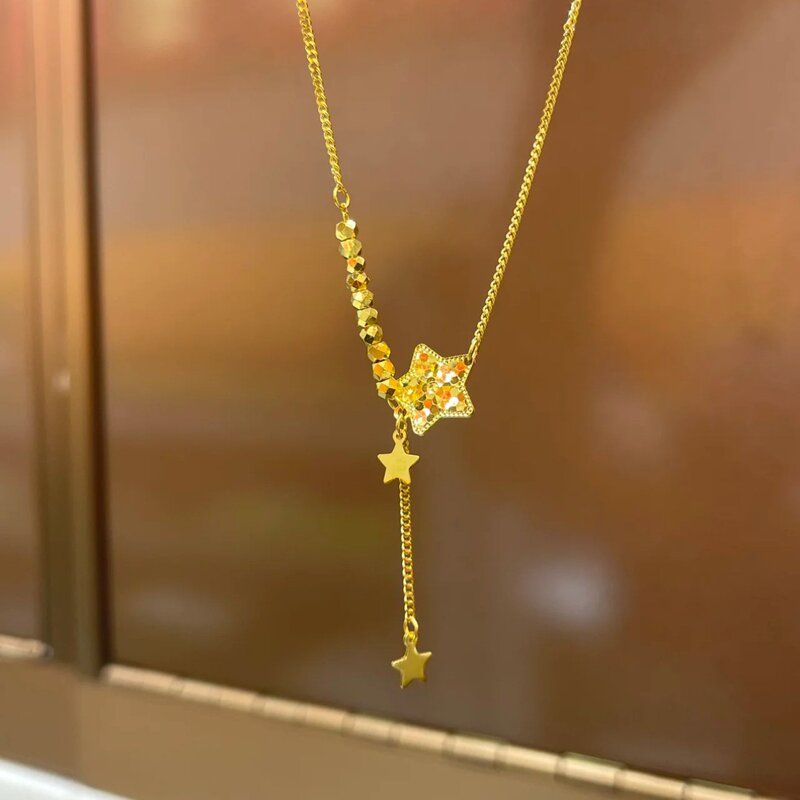姿妍星星流苏锁骨链复古轻奢