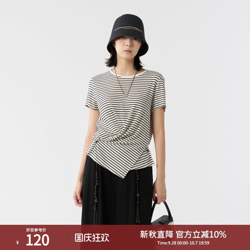 西町村屋设计感结构短袖T恤女