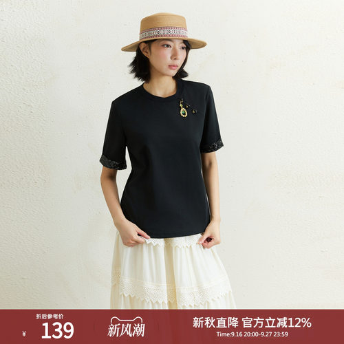 宅慧影西町村屋新中式短袖T恤女装夏季新款休闲宽松上衣ZB9106001
