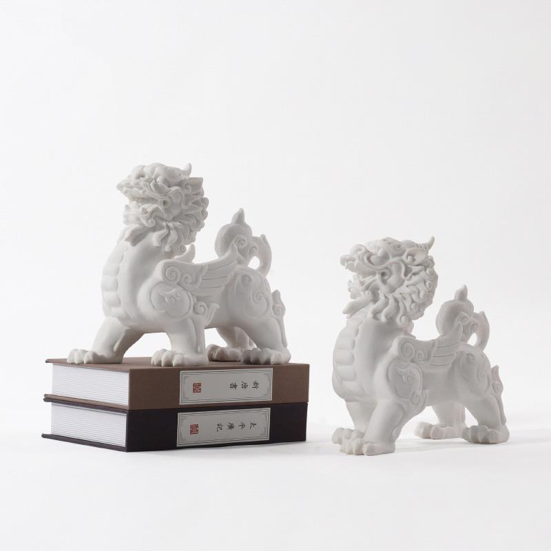 新中式麒麟摆件家居客厅办公室书桌售楼处展台白色貔貅桌面装饰品