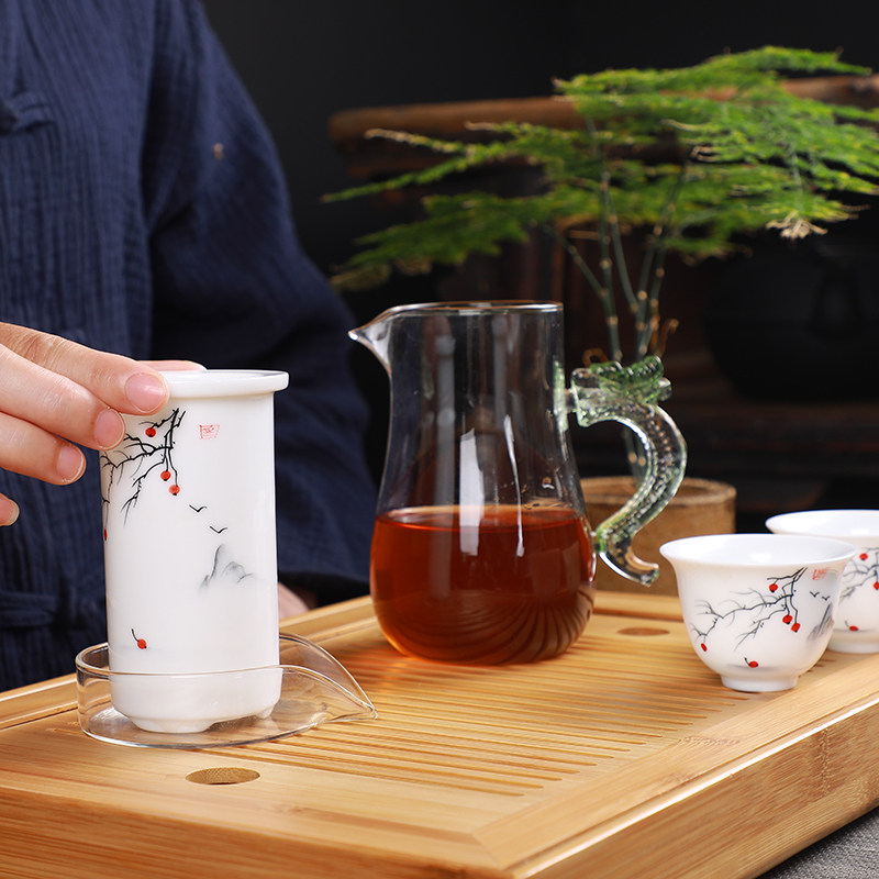玻璃茶壶耐高温加厚手绘陶瓷过滤内胆红茶泡茶具功夫杯套装冲茶器