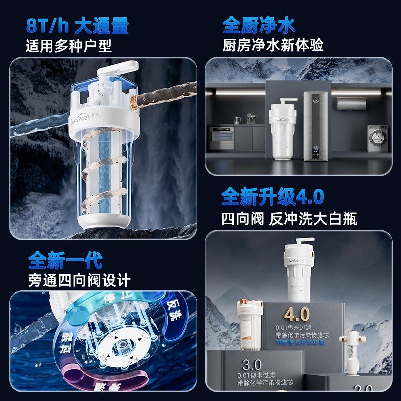 佳德净反冲洗大白瓶前置过滤器家用大胖瓶前置全屋净化过滤净水器