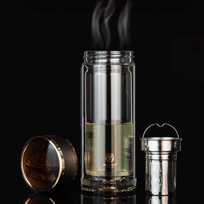 亚泰/水晶贵族双层玻璃杯男高档送礼茶杯车载大容量隔热透明水杯