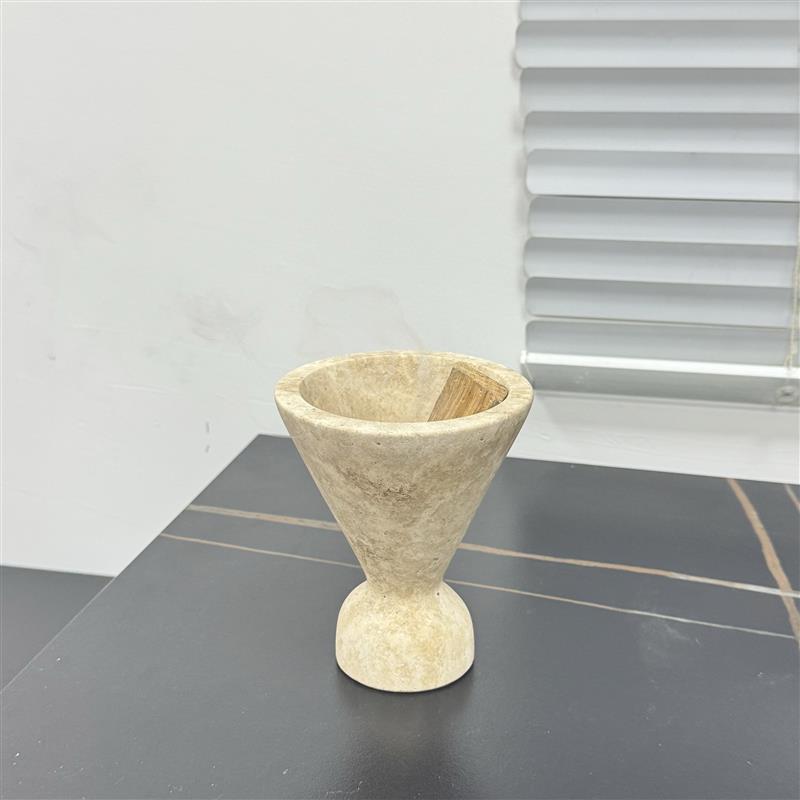 侘寂风天然洞石圣木香薰托盘北欧香薰炉扩香器设计师卧室玄关摆件
