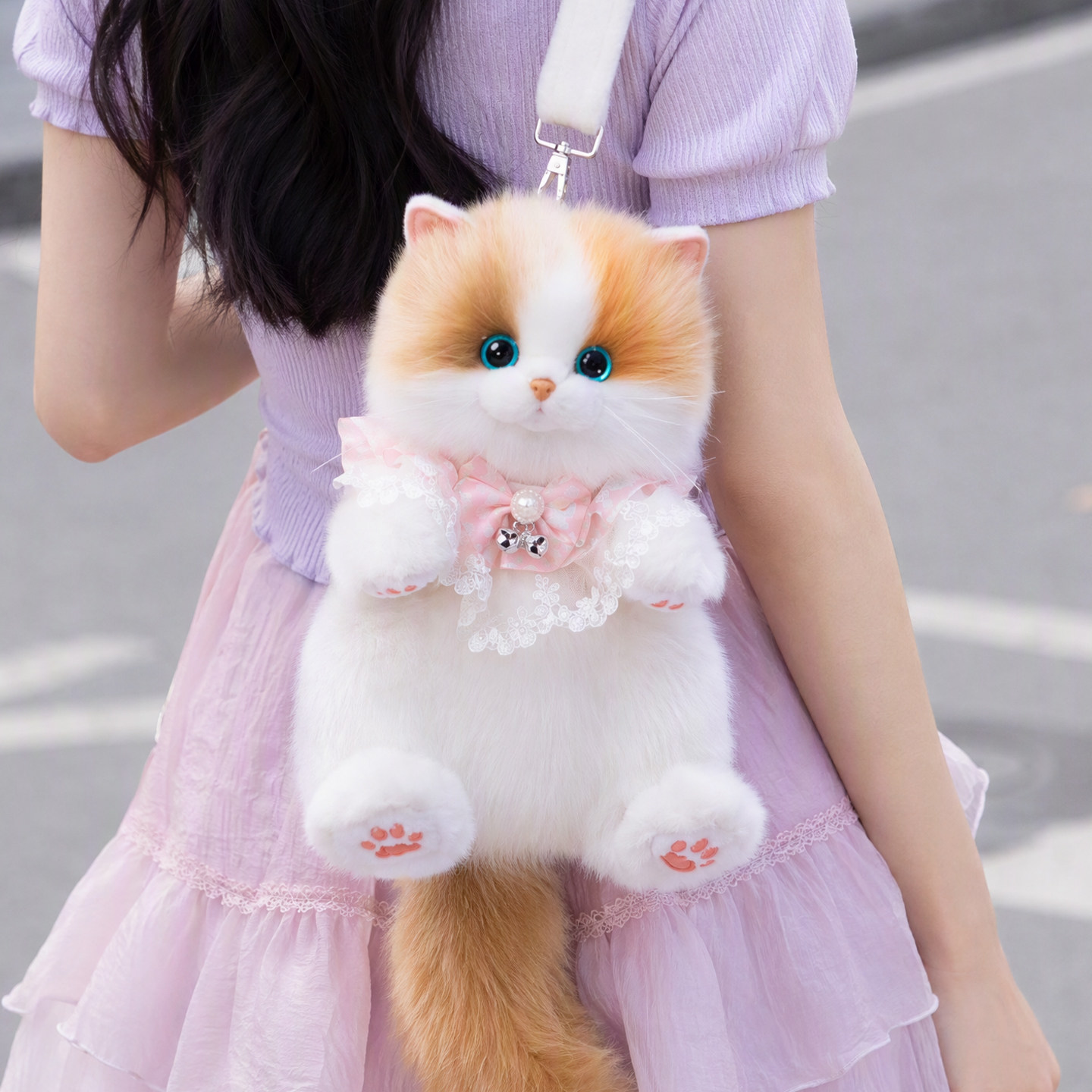 三花小猫咪玩偶背包精美礼盒包装