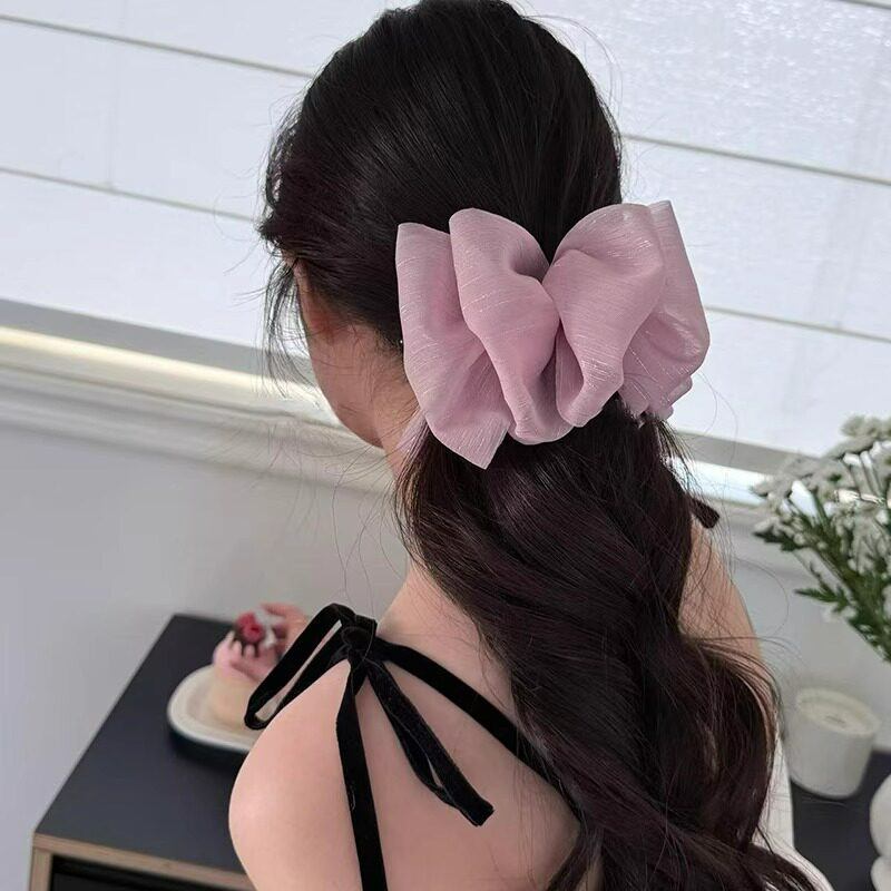 双面云朵网纱泡泡香蕉夹女甜美马尾盘发抓夹后脑勺蝴蝶结蓬松发夹