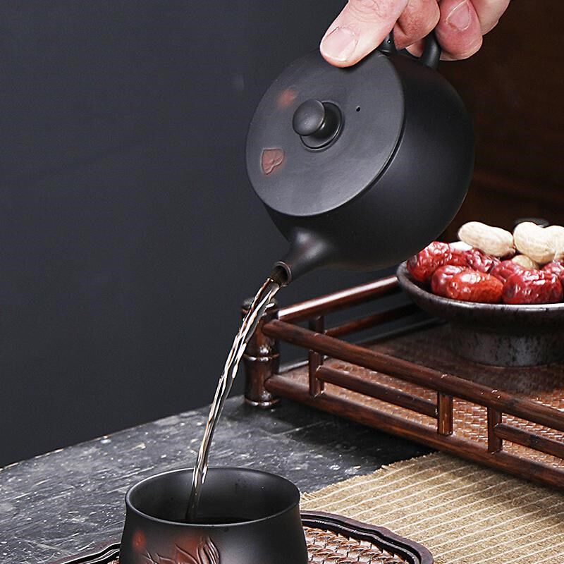 云南紫陶汉瓦茶壶紫砂手工浮雕泡茶壶家用单壶茶具紫砂壶高端茶器