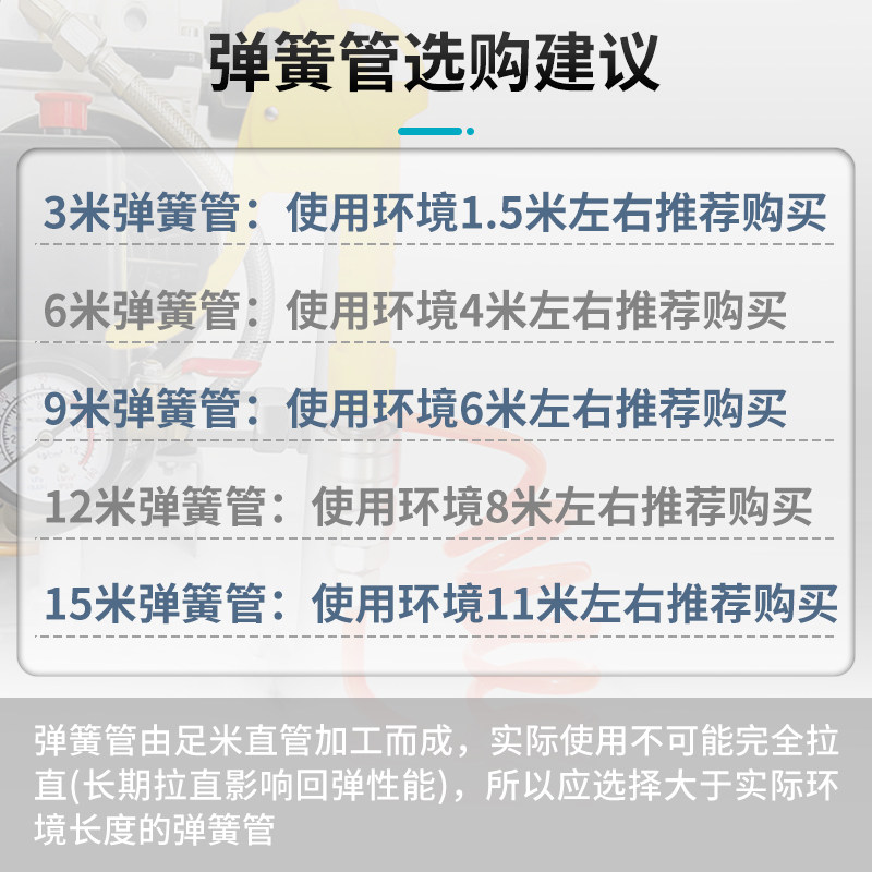 PU弹簧气管软管气泵高压快速接头螺旋空压机8mm压缩机木工气动12