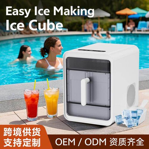 跨境110V制冰机Ice maker商用家用迷你一体冰块制作机器可定拉车