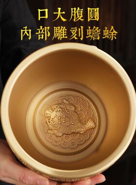 黄铜百福缸聚宝盆摆件全铜招财进宝客厅办公室装饰品开业乔迁礼品