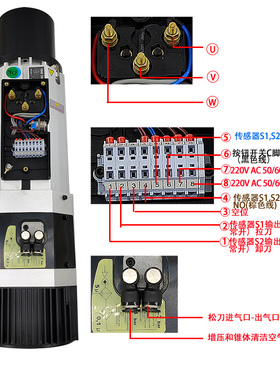 木工雕刻自动换刀主轴电机iso30刀柄风冷高速HSD开料机木工主轴