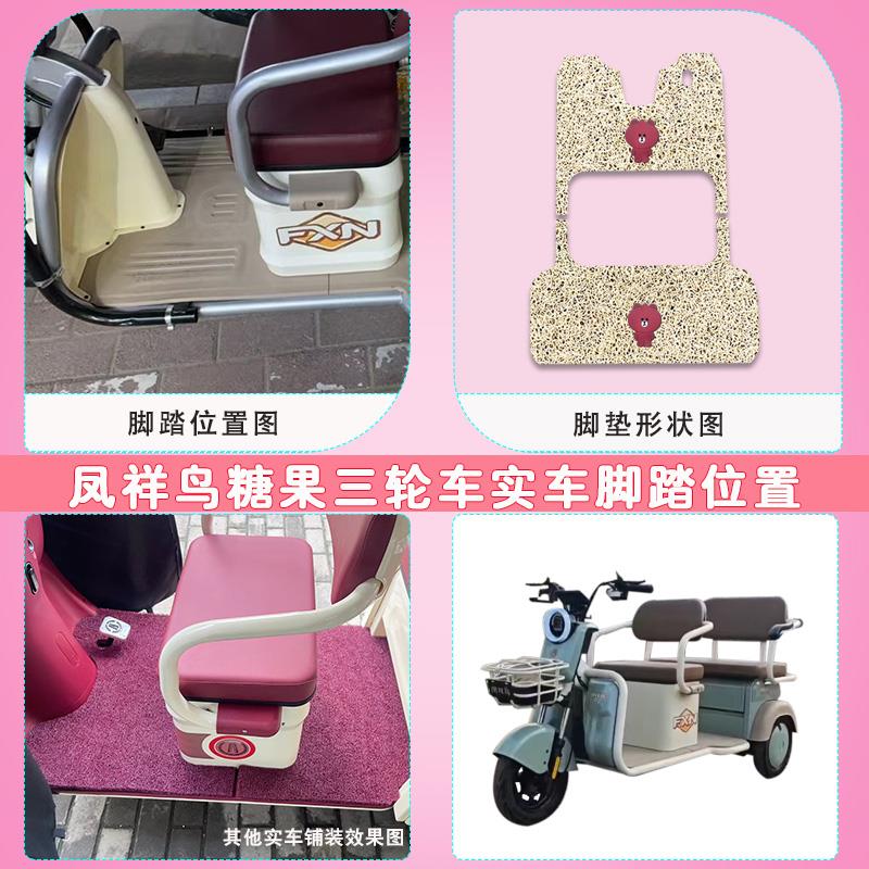 适用于凤祥鸟糖果电动三轮车脚踏防水防滑丝圈耐磨实用脚垫