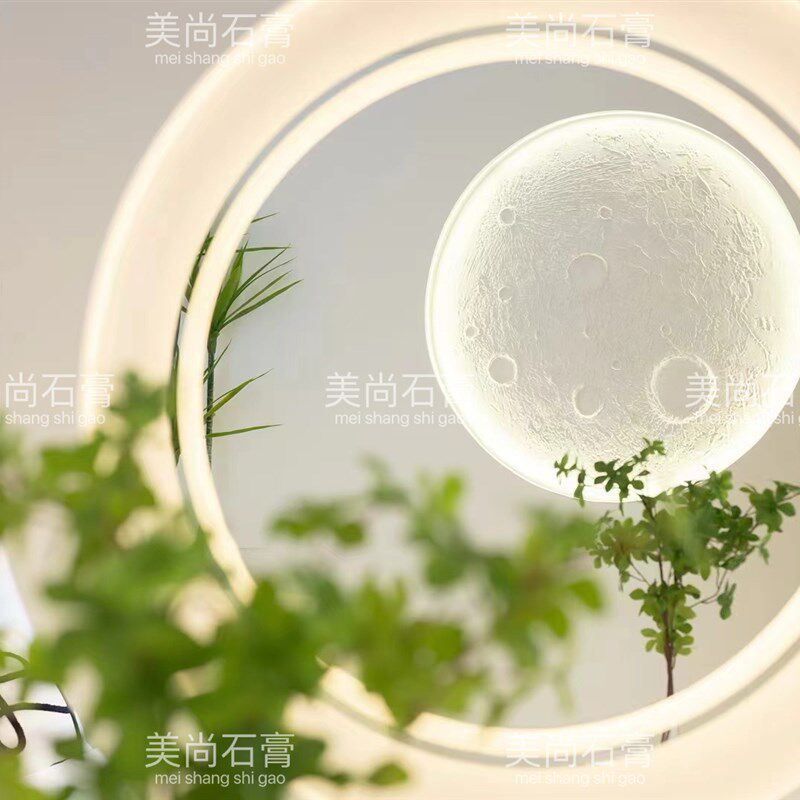 星球石膏月球浮雕壁画背景墙月亮灯月球圆盘月球背景灯灯盘造型圆